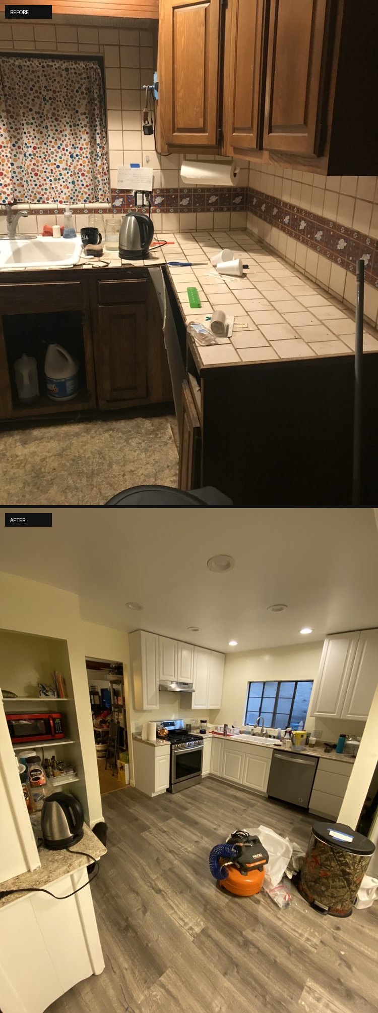 Kitchen before and after - Victor White Handyman